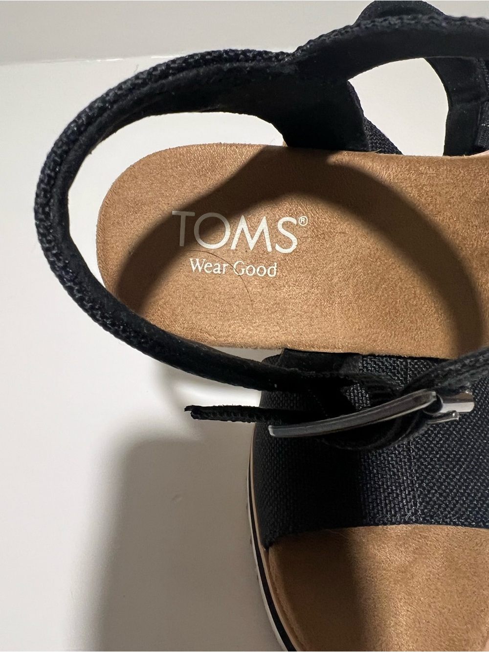Toms Black Platform Wedge Espadrille Sandals - Picture 3 of 6